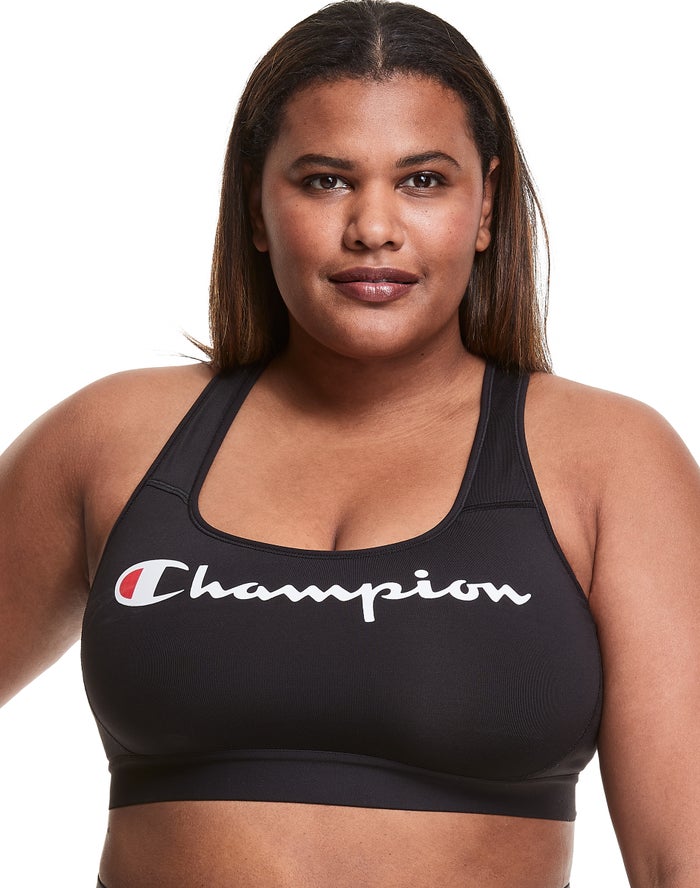 Champion Plus The Absolute Workout Script Logo Kadın Sporcu Sütyeni Siyah ( JYAFTI904 )